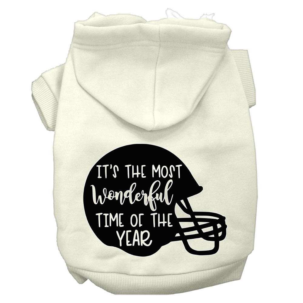 Most Wonderful Time of the Year (Football) Screen Print Dog Hoodie Cream S